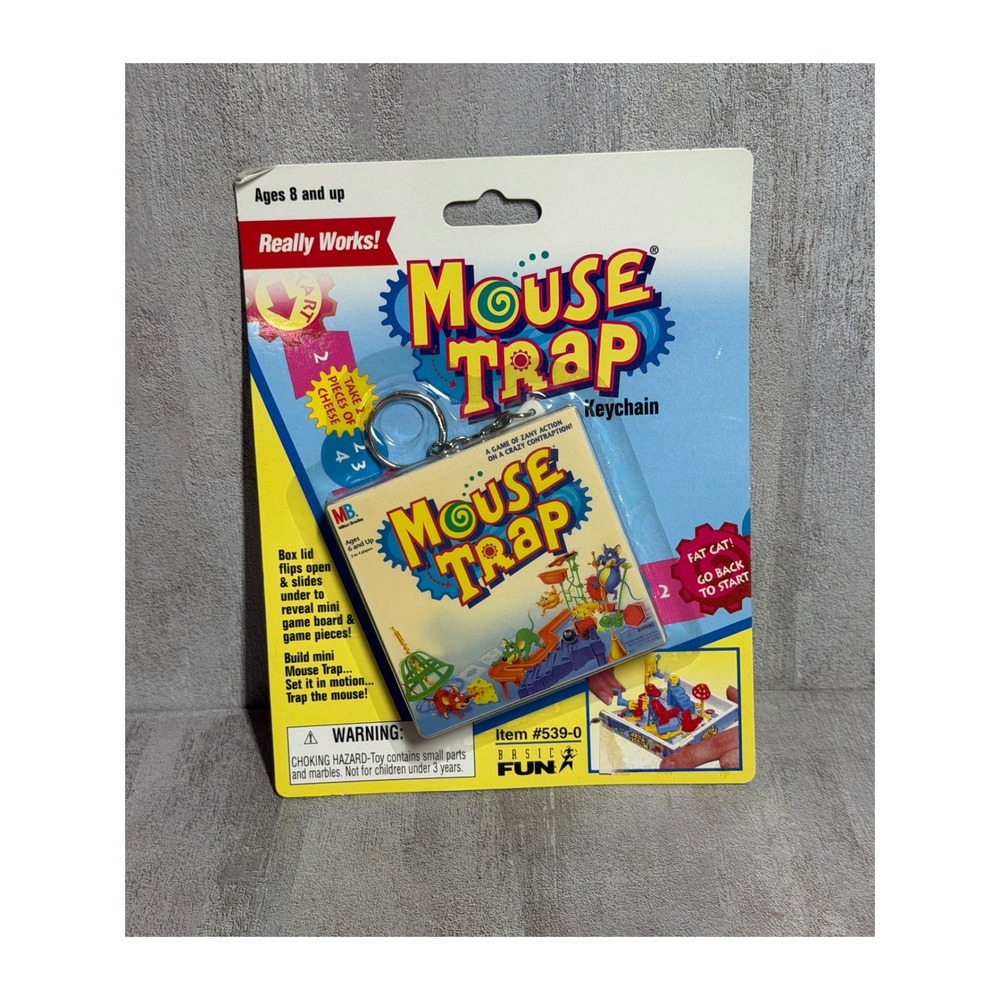 Vintage Basic Fun Mouse Trap Keychain Mini Working Board Game 1999 Sealed 539-0